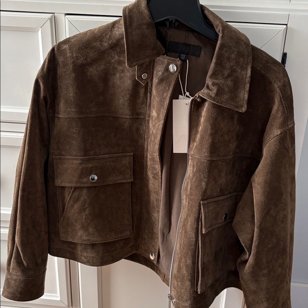NWT Zara FW25 100% Leather Bomber Jacket